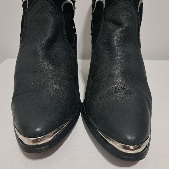 Dingo Ava Embroidered Studs Western Moto Boho Goth Leather Boots Size 9 Black - Picture 15 of 15